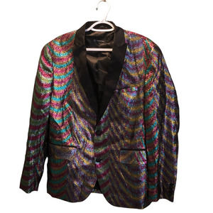 INC International Concepts Men's Slim Fit Blazer Multicolor Patterned 44 Chest